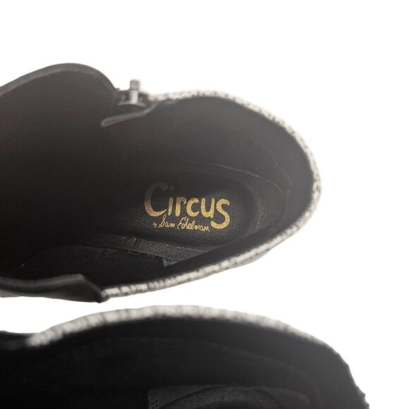 Circus By Sam Edelman Black & White Ankle Boots With Gold Studded Heel - Picture 9 of 12